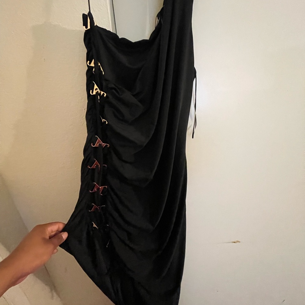 Fashion Nova Black Dress with Lace-Up Detail